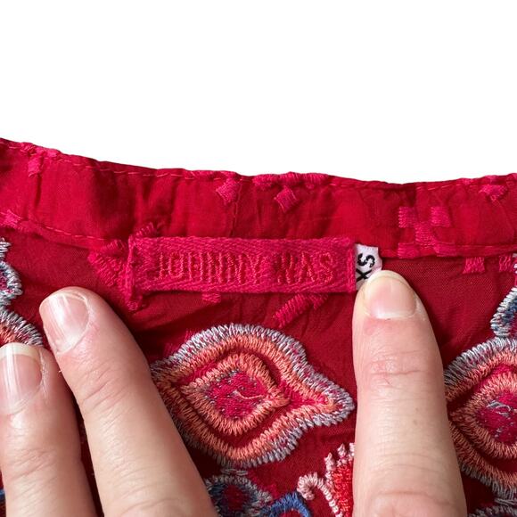 Johnny Was Gina Embroidered Blouse Red - Picture 4 of 11